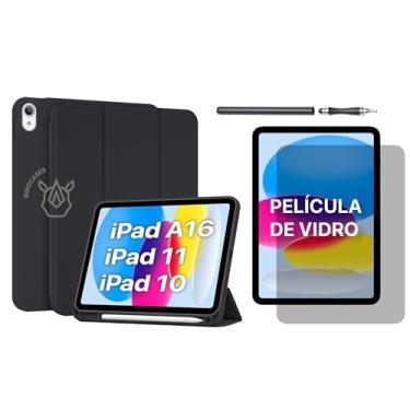 Imagem de Capa para iPad (A16) 11ª Geração 11" 2025 / iPad 10ª Geração 10,9" 2022 – Case Suporte Apple Pencil e USB-C Pencil, Auto Wake/Sleep, Capa Magnética (Preto, Capa + Película + Caneta)