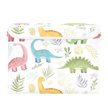 Imagem de SEHANY Cestas de armazenamento engraçadas de dinossauro com tampas, organizador de caixa de armazenamento dobrável, caixas de armazenamento de armário de tecido para roupas cobertor de escritório