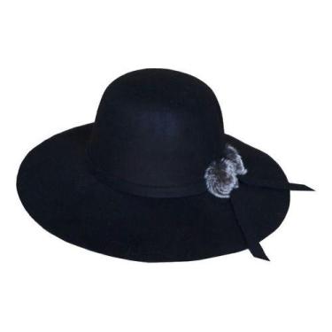 Imagem de Chapéu Floppy De Feltro Aba Maleável Com Pompom Aba 10cm - oem, Preto