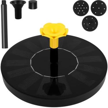 Imagem de Fonte de banho PET Solar Bird Bomba de fonte de água de energia solar eficiente com 7 bocais e 3 hastes fixas adequadas para jardim (preto)