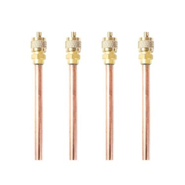 Imagem de FALVFUN 4 peças de válvula de acesso de serviço de carro, 1/10.2 cm SAE x 1/4'' OD x 10.2 cm veículo HVAC Schrader kit de refrigeração, acessórios de válvula de refrigeração CA com enchimento de cobre