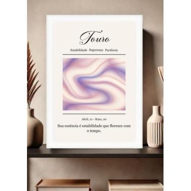 Imagem de Quadro Signo Touro-Segurança com Vidro e Moldura Branca Tamanho:21cm x