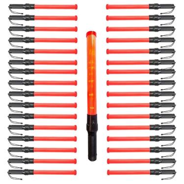 Imagem de Bastao Sinalizador Kit 34 Unidades Fluorescente Transito Manobrista Obra Estrada Rua Aeroporto