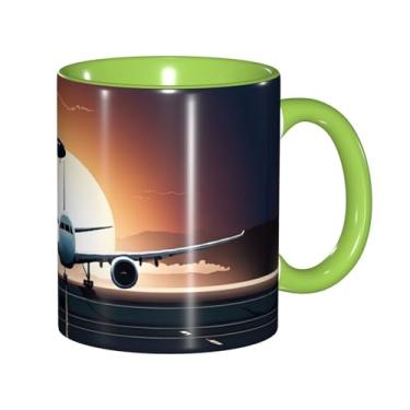 Imagem de Zeraoke Mochila com estampa de avião canecas de café criativas, personalizadas, presente para família, tamanho de 325 ml, unissex