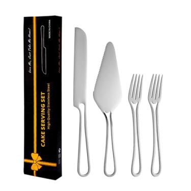 Imagem de Ferramentas De Queijo Em Aço Inoxidável | Design Ergonômico Do,Garfos Para Sobremesas,Espátula Para Queijo Cortador De Bolo Utensílios De Cozinha Para Assar Para Casamentos Festas Jantares E Celebraç