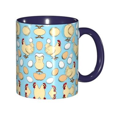 Imagem de Zeraoke Canecas de café criativas com estampa de galinha de desenho animado, personalizado, presente para família, tamanho de 325 ml, unissex