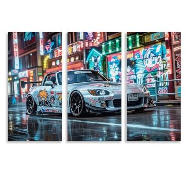 Imagem de HouLaiZhe Graffiti JDM Car S2000 Neon Poster Arte de Parede em Tela para Sala de Estar Quarto Decoração de Casa Escritório Pintura Pósteres (30 x 60 cm) × 3)