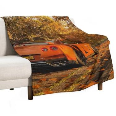 Imagem de HouLaiZhe Cobertor super macio de flanela JDM carro esporte outono leve cobertor refrescante para sofá-cama cadeira sofá carro viagem ao ar livre leve quente 101,6 cm x 127 cm