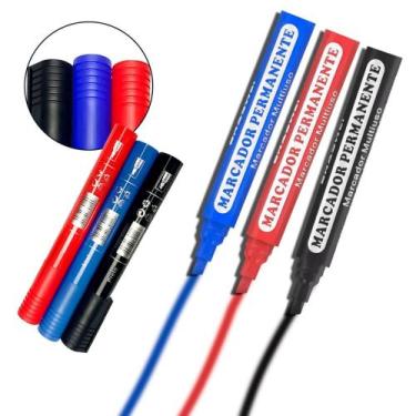 Imagem de Kit Canetão Permanente 3 Peças Ponta Chanfrada 1 a 5mm - Braswei