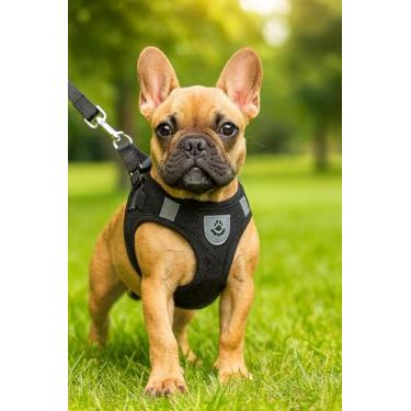 Imagem de Coleira Peitoral para Cachorro com Guia | Peitoral Refletivo Antipuxão Ajustável – Conforto e Segurança para Passeios | Cor Preto