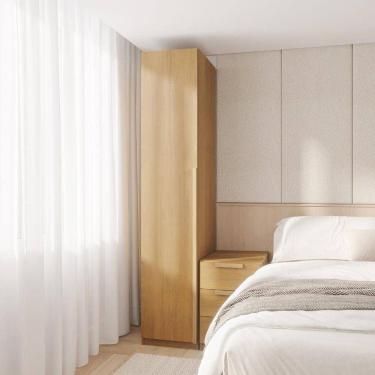 Imagem de Guarda-roupa Modular 40cm 1 Porta com Prateleiras Jade Cabecasa Madeiramadeira Avelã