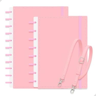 Imagem de Kit com 2 Caderno Inteligente Grande, A4 de 11 e de 8 Discos com Alça De Ombro e Elástico, Reutilizável, Personalizável e Estiloso | Ideal para Anotações, Estudos, Trabalho ou Escritório, Rosa 80 Folhas