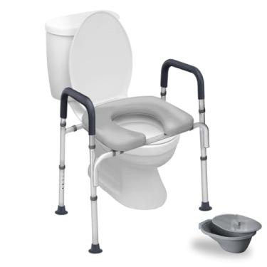 Imagem de Sylvan Assento sanitário elevado com altura ajustável, apoios de braço e design antiderrapante - Elevação confortável e segura para idosos e indivíduos com desafios de mobilidade (padrão com balde de