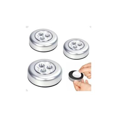 Imagem de Kit 4 Lâmpada Luminária Adesivo Colante Sem Fio Led Pilha