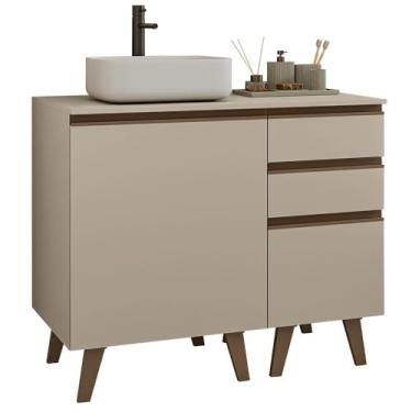 Imagem de Gabinete para Banheiro 100cm 1 Porta 3 Gavetas Crema Nice Madesa 04
