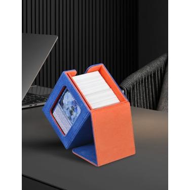 Imagem de MTG Commander Deck Box with Display Window,Card Deck Box Holds 100 Double-Sleeved（Blue&Orange）