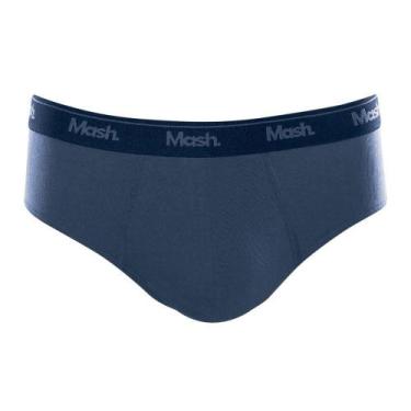 Imagem de Cueca Slip Mash Masculina Algodão Lisa Infantil, G, Azul jeans escuro