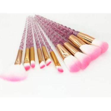 Imagem de Kit completo e lindo de 10 pincéis de maquiagem Transparente com cerda