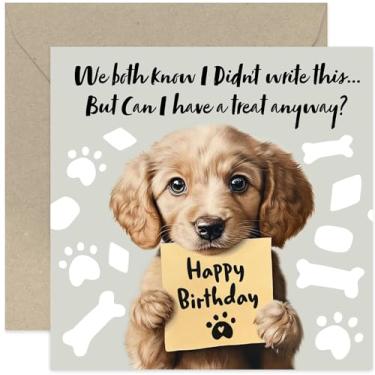 Imagem de Cartão de aniversário fofo de cachorro - Cartão de aniversário perfeito para marido ou esposa - ideal para donos de cães - Cartão de aniversário com tema de cachorrinho brincalhão "Can I Have A Treat"