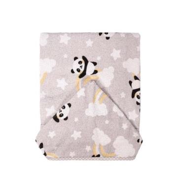 Imagem de Toalha de Banho para Bebê 68 cm x 68 cm Bublim, Panda Cinza