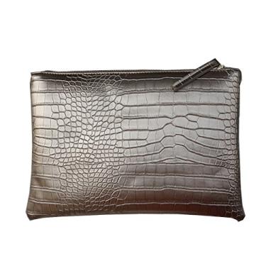 Imagem de NIGEDU Bolsa feminina de couro sintético de crocodilo com embreagem, Dourado, One Size