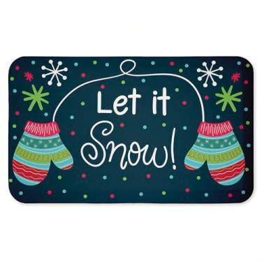 Imagem de Let It Snow Mittens Tapete antifadiga para chão, ergonômico acolchoado para cozinha e tapete de pé com suporte antiderrapante, tapete de conforto ecológico, design por Emily Cromwell, 76.2 cm x 45.7