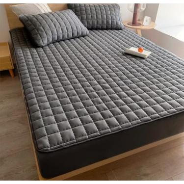 Imagem de Protetor Capa de Colchão 100% Impermeável Casal com Elástico em Toda a Volta Matelado Ultrassônico (MARROM)