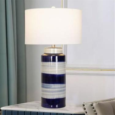 Imagem de Luxo Contemporâneo Lâmpada De Mesa De Cerâmica LED Criatividade Americana Sala De Estar Quarto Estudo Villa Hotel Cama Mesa Luz (Estilo 083)