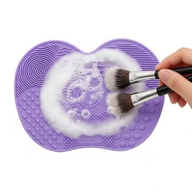 Imagem de Tapete de lavagem de silicone para acessórios pequenos, almofada de limpeza multitextura com ventosas para tarefas diárias de lavagem doméstica (Roxo)