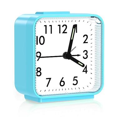 Imagem de Ankilo Despertador analógico, relógio de mesa silencioso sem tique-taque, relógio de cabeceira de viagem com soneca, luz noturna, sons de bipe ascendente, pequenos relógios operados por bateria para