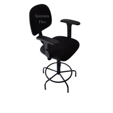 Imagem de Cadeira caixa alta base fixa tecido preto