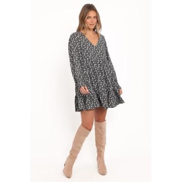 Imagem de Petal & Pup Vestido midi feminino Frankie de manga comprida preto floral, Floral preto, M