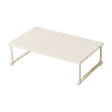 Imagem de Prateleira organizadora de armário expansível, altura ajustável, empilhável, resistente, suporte de armazenamento branco para cozinha, armário de despensa sob a pia e bancada