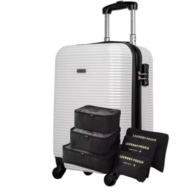 Imagem de Mala Bordo 10kg + Kit Organizador Necessaire 6 pçs (ABS, 4 All Branco)