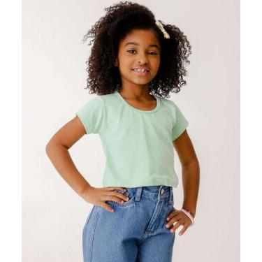Imagem de Blusa Infantil Cropped Glitter Manga Curta Tam 4 a 10-62079 - Aquarela