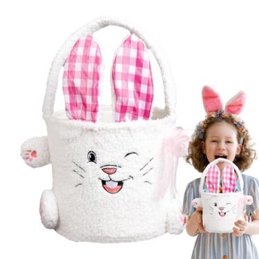 Imagem de Cesto Do Coelho Da Páscoa Em Pelúcia,Cesto de Armazenamento Coelho,Saco de Páscoa Resistente a Derrames | Para Lanches Brinquedos Doces Celebração Piquenique Festa em Casa Reunião Feriado
