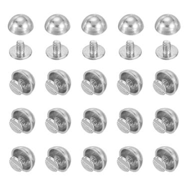 Imagem de Generic Pregos de ponta de cúpula de 1/5.1 cm, 20 conjuntos de pregos tipo cogumelo, cabeça redonda, parafusos, rebites para roupas de couro, cintos de artesanato, bolsas de mão, prata