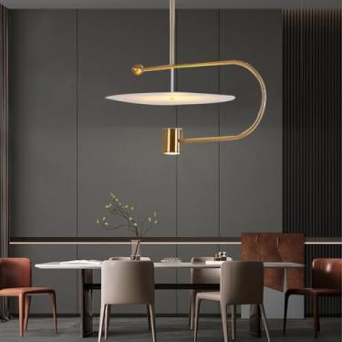 Imagem de Lustres modernos, luminárias de teto com ventosa, luminárias de teto LED, mesa de jantar de 60 cm em preto/dourado, aconchegante, adequadas para quartos, salas de jantar, salas de estar e ca