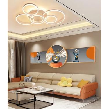Imagem de Luminária de teto LED moderna e regulável para sala de estar, com design criativo e redondo, controle remoto, temperatura de cor de 3000K a 6500K, ideal para quartos e salas de jantar (branc