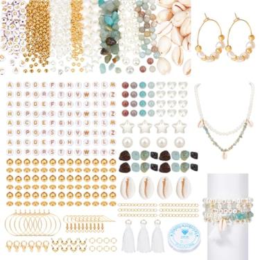 Imagem de NBEADS Kit de fabricação de brincos de 1325 peças, contas de pedra natural, contas de fabricação de joias com ganchos de brinco, fio de cristal elástico, fechos de garra de lagosta, anéis de salto e