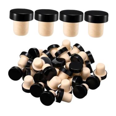 Imagem de predolo 36 rolhas de cortiça para garrafas de vinho, 19,5 mm, para artesanato DIY, mantêm as garrafas de cerveja frescas e bem vedadas. Rolhas macias e, Preto