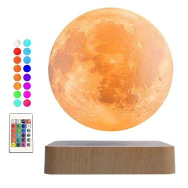 Imagem de Lâmpada levitante, lâmpada lunar de levitação magnética, luz noturna, lua 3D flutuante com controle remoto, 16 LEDs que mudam de cor, decoração lunar realista para quarto, quarto de crianças