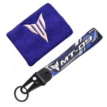 Imagem de Conjunto de meias e chaveiro para reservatório de fluido de freio dianteiro de motocicleta compatível com MT09 MT 09 MT-09 SP MT09SP Tracer 9GT Tracer 9 (azul)
