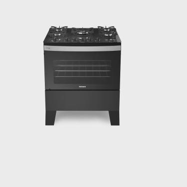 Imagem de Fogão de Piso Itatiaia 5 Bocas Mesa de Vidro Temperado Plus Preto – Bivolt