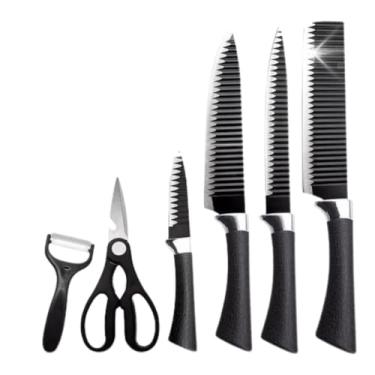 Imagem de Kit Tábua de Corte Antibacteriana 30cm com Suporte em Pé + Conjunto 6 Facas para Cozinha à Prova de Mofo (FACA preto)