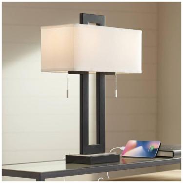 Imagem de Luminária de Mesa Contemporânea em Metal com USB, 360 LIGHTING 66D42, Preto