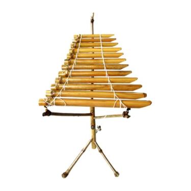 Imagem de Esquirla Xilofone de bambu étnico T' Rung, instrumento musical tradicional vietnamita com suporte, ideal para, meditação, apresentações ao vivo,