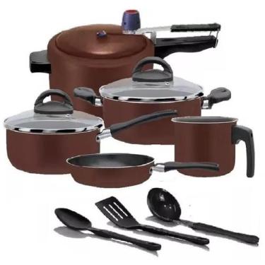 Imagem de Conjunto de panelas elegan cioccolato marpal antiaderente com pp 3 ltr