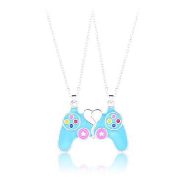 Imagem de Fuqimanman2020 1 par de colar com pingente de controle de jogo para casais, amantes, ele e seu melhor amigo, melhor amigo, amizade, punk, Sem Pedra Preciosa