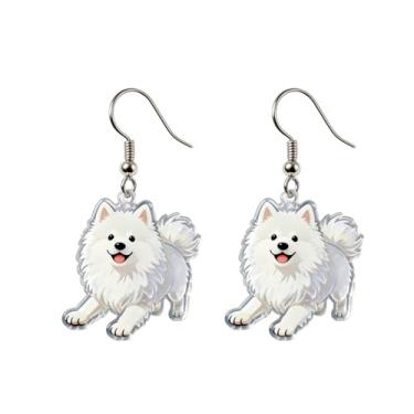 Imagem de OSCCI Adoráveis brincos de acrílico para filhotes de cachorro – Ganchos de liga durável, com tema de animal de estimação fofos, ótimos para roupas casuais e de festa, Acrílico, Sem pedra preciosa